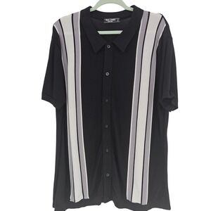 VTG Paul Jones Striped Knit Polo Shirt Button Up‎ 2XL Coastal Grandpa